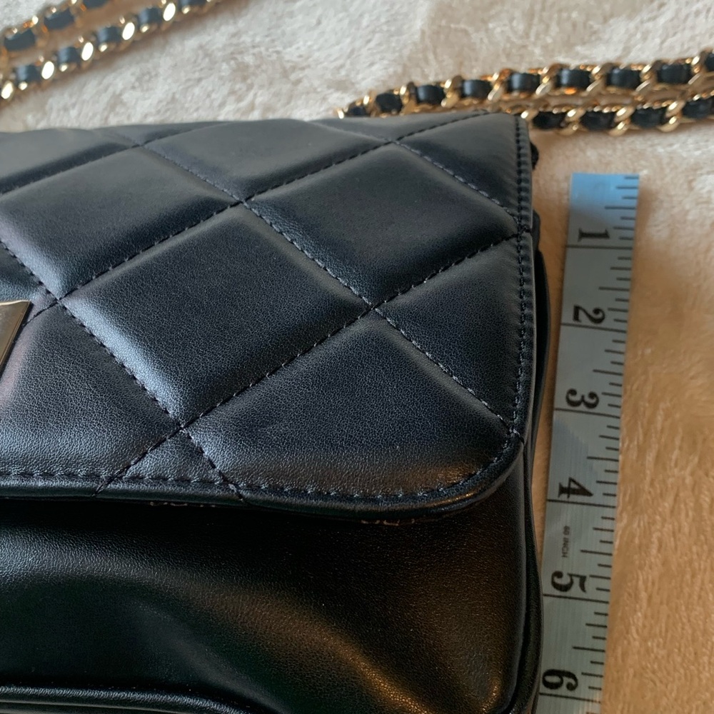 Aldo Black Quilted Crossbody Bag with Gold Chain - Picture 11 of 11